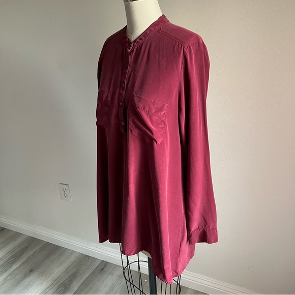 Eileen Fisher Silk Small Burgundy/Maroon Blouse Shirt - Picture 2 of 16